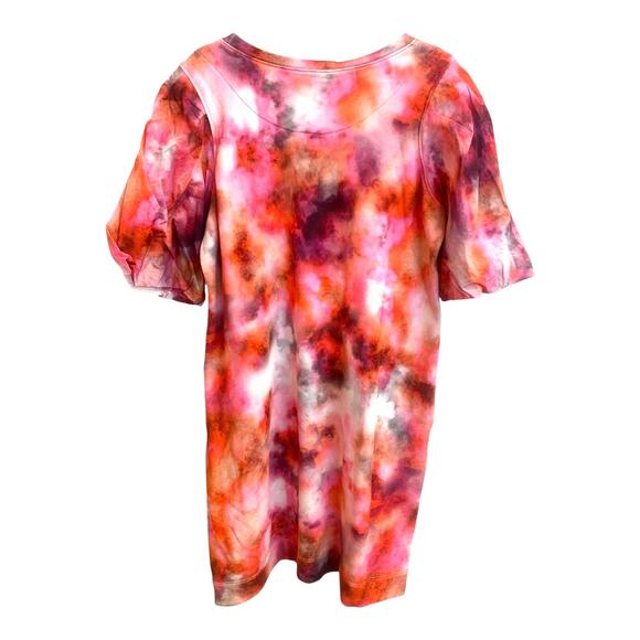 Chico's Amazing Puff Sleeve Colorful Shift Dress pockets sz Chicos 2= L NWOT - Picture 2 of 10